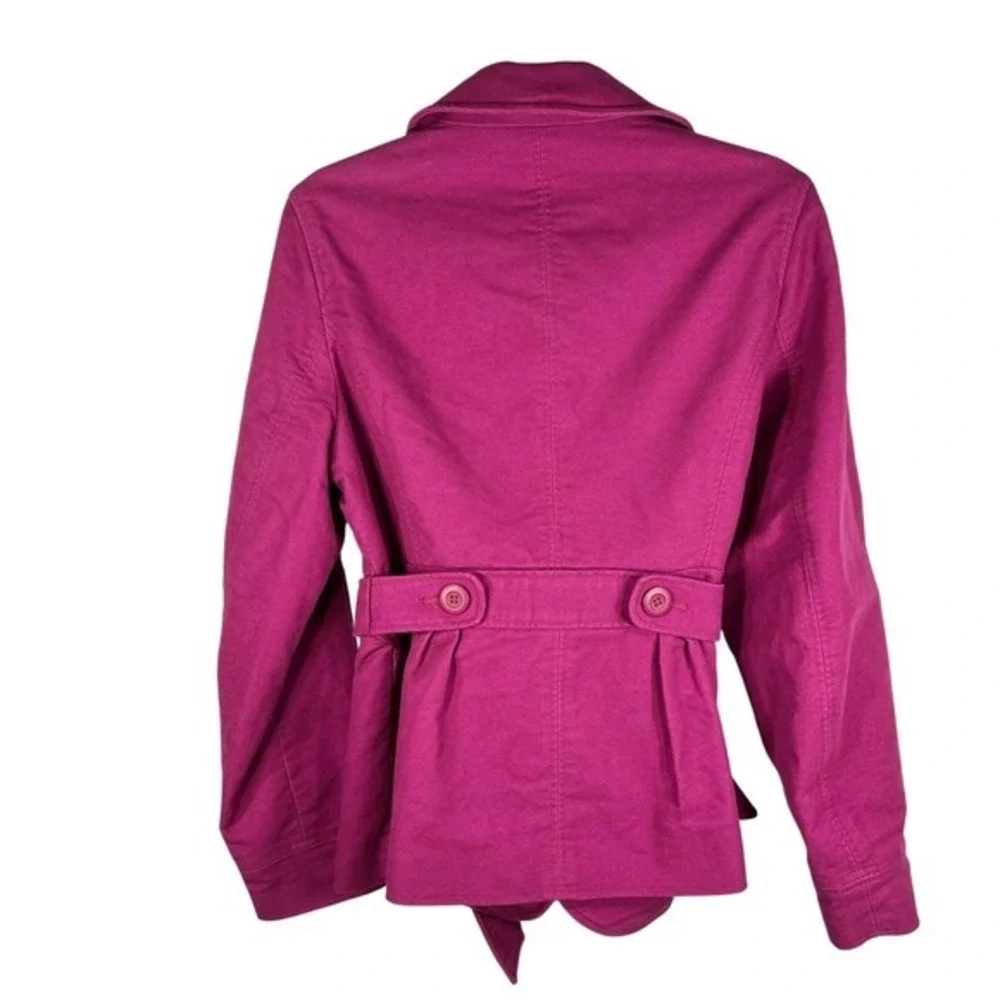 LL Bean Pea Coat Belted Canvas Field Jacket Small Pink Chore Barn Spring Preppy‎